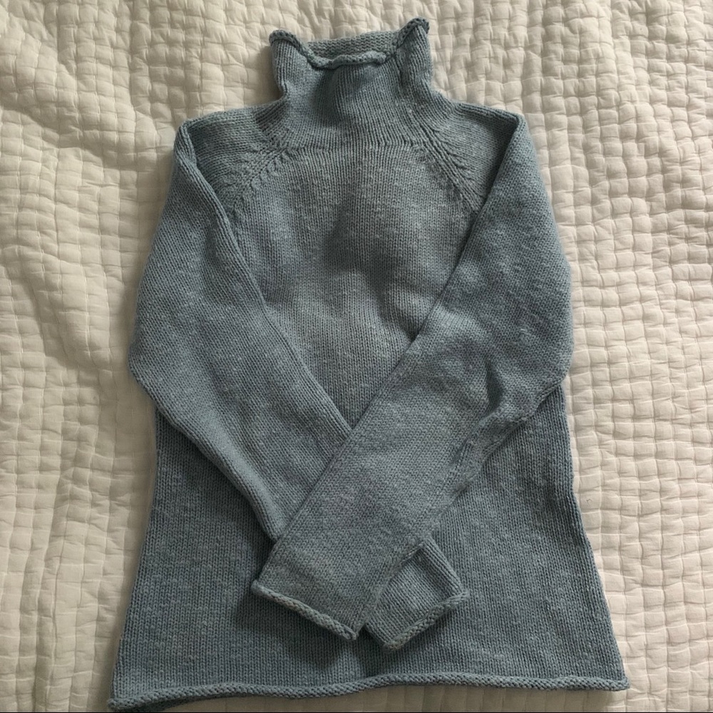 Llbean Knit Turtleneck Sweater in Light Blue